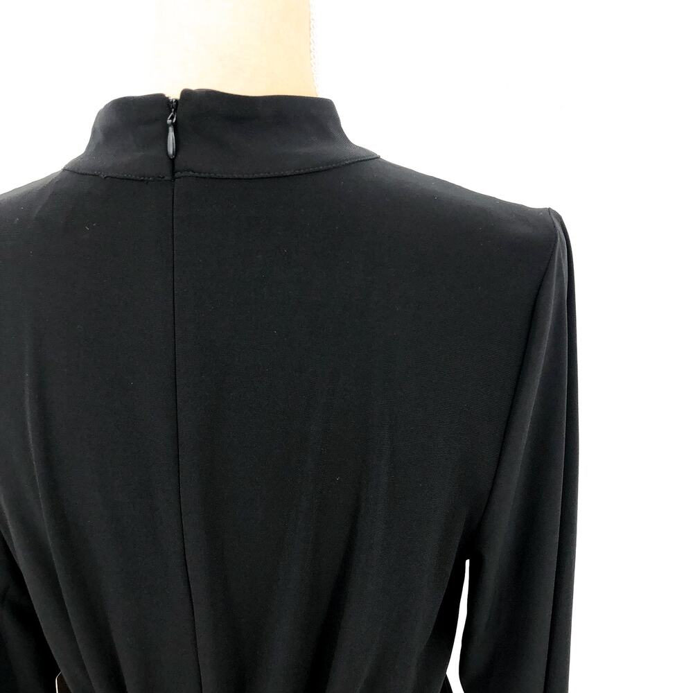 HALOGEN Women's Long Sleeve Ring Belted Dress Large Rich Black Jersey NWT - Picture 6 of 10